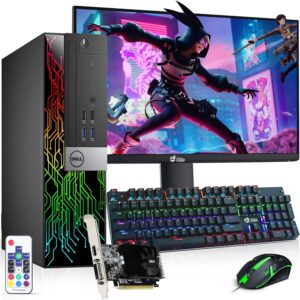 Dell RGB Gaming Desktop Computer PC – Intel Core i5-6th Gen – 16GB DDR4 RAM – 256GB SSD 1TB HDD – 22” Monitor – GeForce GT 1030 – RGB Keyboard & Mouse – WiFi – Windows 11 Pro (Renewed)