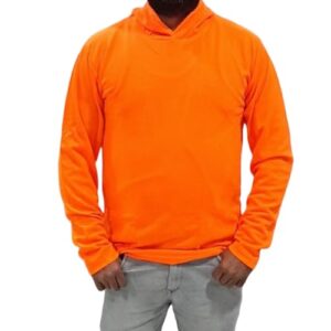 Zeluga 27-426-L-12PK Sun Protection UPF 50+ Safety Shirts Construction Work T-Shirts, High Visibility Hoodie, Polyester and Cotton Long Sleeve Hooded, Orange Large 12 Pack