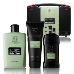 Mens Skincare Gift Set – Eucalyptus & Mint Body Wash, Lotion & Deodorant in Travel Case – Premium Grooming Kit for Men – Fathers Day Birthday Christmas Gift Idea