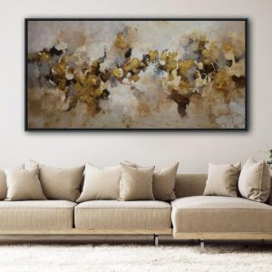 YDYSUNE Extra Large Abstract Wall Art – Modern Minimalist Decor Brown and Yellow Canvas Picture, Artwork for Living Room Bedroom Painting Decoration Ready to Hang 29×58inch