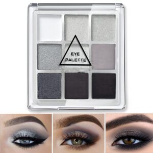 MAEPEOR 9 Colors Eyeshadow Palette Smoky Black Matte Glitter Eyeshadow Longlasting Waterproof Smoky Eye Shadow for Girls and Women (Set 1, Smoky Black)