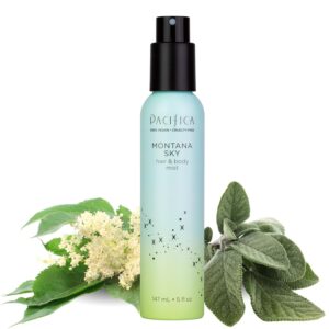 Pacifica Hair Mist Perfume & Full Body Spray for Women – Montana Sky Body Mist Fragrance w/Cedarwood, Elderflower, Black Pepper, Sage & Sandalwood Clean Beauty Alcohol-Free, Vegan & Cruelty-Free 5 oz | for Women, Clean Beauty, Alcohol-Free, Vegan, Cruelty-Free