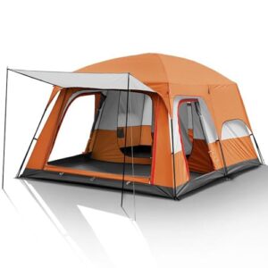 6/12 Person Camping Tent with Porch, Large Family Cabin Tents with 2 Rooms, Double Layer Outdoor Camping Instant Tent with Rainfly for Party, Hunting, Hiking