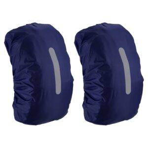 M METERXITY 2 Pack Backpack Rain Cover – Waterproof Lightweight Cover with Vertical Reflective Strap, Apply to Cycling/Hiking/Mountain Climbing (30-40L, S, Dark Blue)