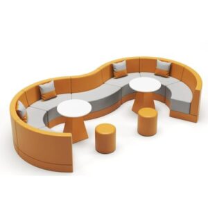 TBJEN Elegant Client Seating Set-Curved Sofa with Center Table for Professional Reception Areas, Leather Office Lounge Furniture(B)