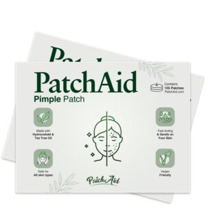Hydrocolloid Fast-Acting Pimple Spot Treatment Patch with Tea Tree Oil by PatchAid (105 Count)