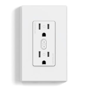 ELEGRP Smart Outlet, Smart in-Wall Outlets Works with Alexa and Google Assistant, 2.4GHz Wi-Fi Smart Receptacle, No Hub Required, UL Listed, White, 1 Pack