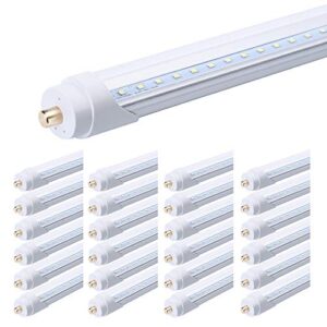 FALANFA 8 Foot Led Tube Light Bulb 96”, 5000K (Super Bright White), Clear Cover with FA8 Single Pin, T8 85V-265V AC 45W – 4800 Lumens (75W Fluorescent Equivalent) Pack of 25 …