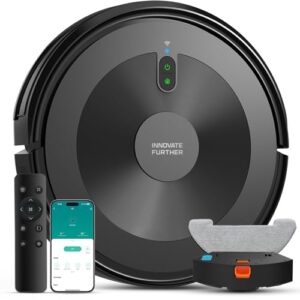 Robot Vacuum and Mop Combo: 3000Pa Suction Robotic Vacuums 120Mins Runtime & APP/Voice/Remote & Scheduled & Self-Charging, Slim Robot Vacuum Cleaner for Home Hard Floor, Low-Pile Carpet, Pet Hair