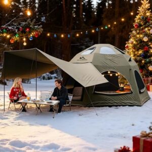 SENLEETO Inflatable Tents for Camping 6-8 People,174.81 Square Feets Igloo Tent, Inflatable Hot Tent with Stove Jack 4 Season Blow up Tents Waterproof Glamping