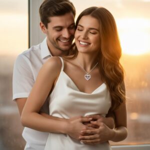 Birthstone Heart Necklace for Women Wife Girlfriend Mom Daughter Gifts S925 Silver Jewelry For Anniversary Rose Gold Gifts For Birthday Christmas Mothers Valentines Day