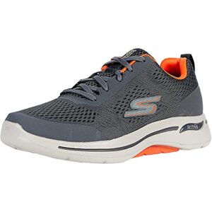 Skechers Men’s Go Walk Arch Fit Idyllic Sneaker, Charcoal/Orange, 10.5 X-Wide