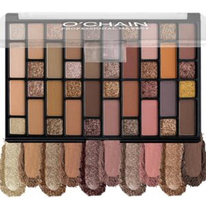 O’CHAIN Professional 40 Colors Eyeshadow Makeup Palette, Matte Shimmer Glitter Eye Shadow Pallet Valentine’s Gift, Highly Pigmented Colorful Powder Long Lasting, Cruelty-Free