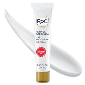 RoC Retinol Correxion Eye Cream Mini for Dark Circles & Puffiness, Daily Wrinkle Cream, Anti Aging Line Smoothing Skin Care Treatment, .25 Ounces
