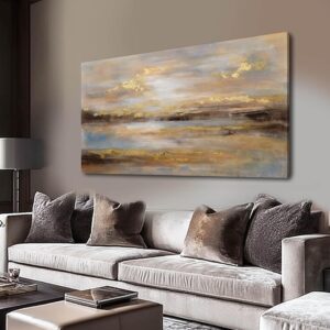 Abstract Wall Art Poster Prints Gold Art Pictures Modern Canvas Picture 24″x48″ Canvas Wall Art for Office Bedroom Living Room Wall Decor