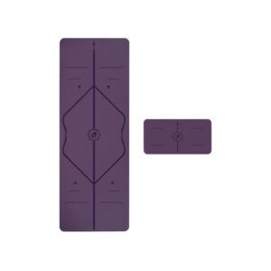 LIFORME Original Yoga Mat & Yoga Pad Bundle Pack – Patented Alignment System, Eco-Friendly, Non-Slip Warrior-Grip, Made with Natural Rubber, Thick, Sweat Resistant, Comfortable – Purple/Purple
