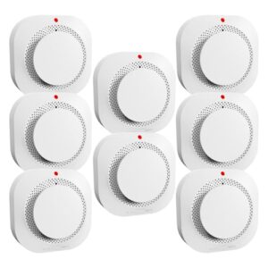 WARROXIDE Smoke Detectors for Home,Photoelectric Wireless Fire Alarms Replaceable Battery Powered,Portable Smoke Alarm with Test/Mute Button,Attic Smoke Detector,8 Pcs