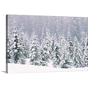 CANVAS ON DEMAND Snow Covered Pine Trees Canvas Wall Art Print, Home Decor, Winter Artwork, 60″x40″