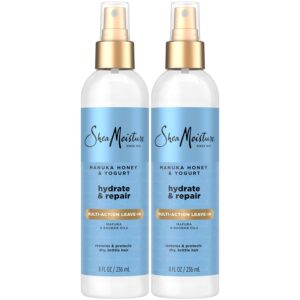 SheaMoisture Leave-In Conditioner, Multi-Action Spray 2-Pack, Manuka Honey & Yogurt Hydrate & Repair for Dry, Damaged Hair, 8 Oz Ea