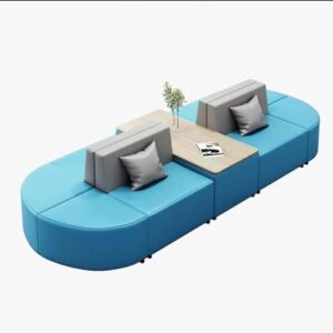 JOSOGO Modular Reception Seating Sofa Set, Modern Office Lobby Waiting Area Furniture for Bank, Clinic, Training Center with Coffee Table & Side Tables(C)