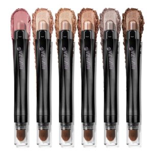 Neutral Eyeshadow Stick Makeup 6PCS Set, Brown Nude Metallic Shimmer Matte Cream Eye Shadow Palette Eyeliner Brightener Pencil Crayon, Halloween Makeup – BROWN CANYON