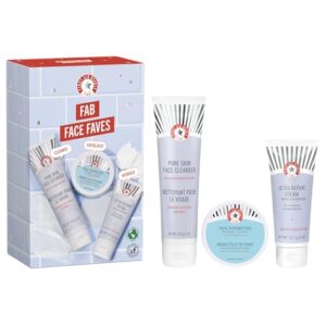 First Aid Beauty Face Faves Kit – Skin Care Gift Set with Facial Cleanser, Exfoliating Face Pads & Ultra Repair Cream – Travel Friendly Skincare Set