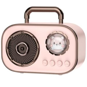SpringFlora Wireless Bluetooth Speaker, Cute Mini Portable Speaker,Loud Sound,4H Playtime, Mic,TF/SD Card, Aux Line,Water-Proof for iOS Android Smartphone Home Office Gift Ideas Light Pink
