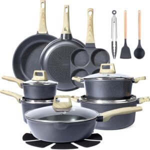 GIPP 22 Piece Pots and Pans Set No stick- Nonstick Ceramic Cookware Sets, Non-toxic Healthy Kitchen Cooking Set/Frying Pans Set, Dishwasher Safe, PFAS PTFE PFOA PFOS Free