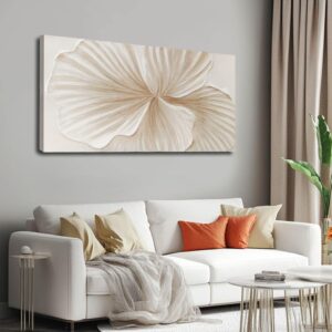 WINKAILIN White and Gold wall Art Abstract Floral Painting Modern 24×48 Artwork Minimalist Canvas for Bedroom Living Room Office Home Decoration