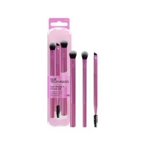 Real Techniques Eye Shade & Blend Makeup Brush Trio, For Eyeshadow & Liner, Makeup Tools for Shaping & Grooming Brows, Defined Makeup Look, Synthetic Bristles, Vegan & Cruelty-Free, 3 Count