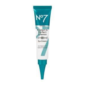 No7 Protect & Perfect Eye Cream – Intense Advanced Under Eye Cream for Dark Circles – Enriched with Hydrating Hyaluronic Acid and Nourishing Shea Butter to Revive Tired-Looking Eyes (0.5 Fl Oz)