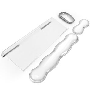 Computer Keyboard Stand with Gel Keyboard Wrist Rest, Tilted Acrylic Keyboard Holder – Ergonomic Wrist Rest Support Keyboard for Typing Pain Relief，Suitable for Office/Computer/Laptop/Gaming