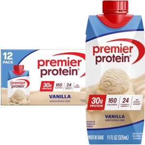 Premier Protein Shake, Vanilla, 30g Protein, No Added Sugar, 24 Vitamins & Minerals to Support Immune Health, 11 fl oz, 12 Pack (Packaging May Vary)