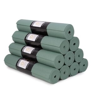 Sunshine Yoga 10-Pack Ascend Yoga Mat – 72″ x 24″ x 6mm Non-Slip Exercise Mat – Tear-Resistant, Non-Toxic Workout Mats for Pilates, Home, Studio, Fitness, Gym, Training, Floor Stretching – Sage