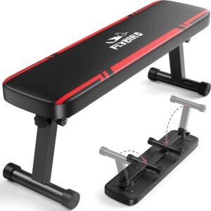 FLYBIRD Flat Bench, Foldable Flat Weight Bench Easy Assembly for Strength Training Bench Press, 600/1000 LBS 2 Versions