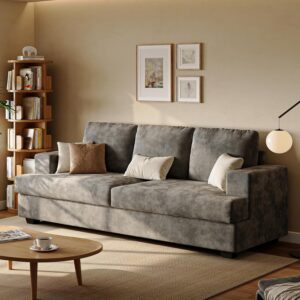 89″ 3 Seater Couches for Living Room Sofas Comfy Sectional Couch with 24″ Deep Seat Loveseat Sofa for Small Apartment, Grey