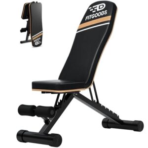 FitGoods Weight Bench Press, Foldable Workout Bench for Home Gym, 660 LBS Stable Incline Decline Bench for Full Body, Weight Benches for Home Gym, Sit up Bench Strength Training Benches