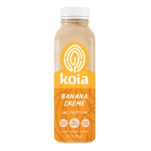 Koia Ready To Drink Plant Protein Shake (12 Fl Oz) – Banana Creme- Dairy Free, Gluten Free, Soy Free, Non GMO, Kosher, Vegan