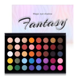 40 Colors High Pigmented Shimmer Matte Eyeshadow Makeup Palette Full Spectrum Artist Glitter Metallic Waterproof Creamy Blendable Eye Shadow Cosmetics (Color 1)