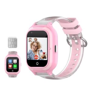 LogHog 4G Kids Smart Watches Girls Unlocked Wrist Phone with Real Time GPS Tracking,Video Calling,Camera,Temperature,Heartrate Monitor Global Kids Phone Watch for Children