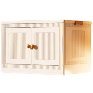 RUJHGL Plastic Storage Bins with Lids with Wheels Stackable Storage Bins Large Storage Bins with Door for Dorm Room Essentials Use