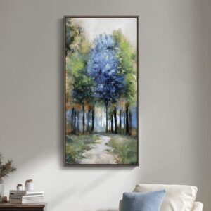 Framed Vertical Colorful Forest Living Room Wall Art, Large Tree & Path Picture Artwork for Walls, Farmhouse Landscape Vertical Canvas Print for Office Kitchen Foyer Stair Hallway Wall Decor, 20×40 In