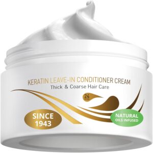 VITAMINS hair cosmetics Keratin Leave in Conditioner for Dry Damaged Hair – Curl Defining Cream for Frizz Control, Detangling & Ultimate Hydration – For Thick Coarse Straight & Curly Hair