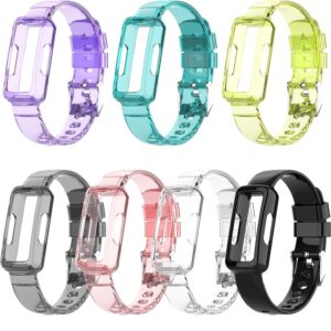 FitTurn Compatible with Fitbit Inspire 3,Ace 3 Bands Replacement Silicone Transparent Colorful Rubber Adjustable Sport Bands Accessories for Ace 3 Activity Tracker
