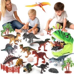 45 Pcs Dinosaur Toys for Kids 3-5, Realistic Jurassic Dinosaurs Figures with Eggs Trees Fence Playset to Can Create a Dino World, Educational Figures, dinosaur set Gift for Toddler Boys & Girls 5-7
