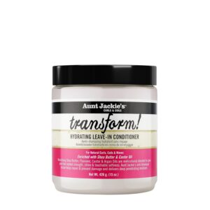 Aunt Jackie’s Curls and Coils Transform Hydrating Leave-In Creme Conditioner for All Hair Types and Textures, 15 oz