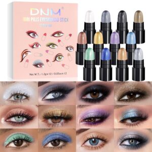 AMY’S DIARY Capsule Eyes hadow Sticks Set 12 Colors, Waterproof Smoky Eye Pencils, White, Black, Purple, Blue, Green pencil eye shadow palette makeup for woman (Set01)