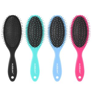4 Pack Detangling Hair Brush – Air Cushion Detangler Hairbrush with Ultra Soft Bristles for Effortless Tangle Removal For Wet Dry Damaged Curly Fragile Hair for Women Men Boys Girls Adult Kids