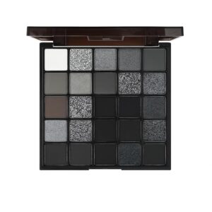 K’APEINE 25 Color Black Eyeshadow Palette, Smoke Eyeshadow Palette Silver Smokey Eye Shadow Matte Velvet & Metallic Shimmer Cool Smoky Dark Shades for Goth Makeup No Fading, Long Lasting Waterproof
