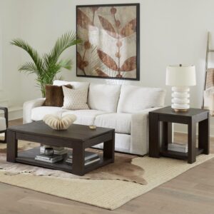 Liberty Furniture Lennox Hill Living Room 3 Piece Set – Lift Top Cocktail Table, 2 End Tables – Bark
